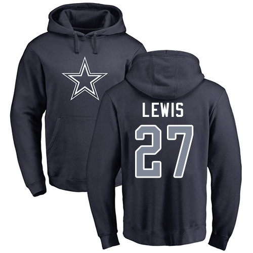 Men Dallas Cowboys Navy Blue Jourdan Lewis Name and Number Logo #27 Pullover NFL Hoodie Sweatshirts->women nfl jersey->Women Jersey
